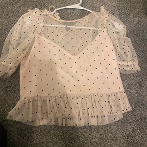 Zara mesh crop top polka dots